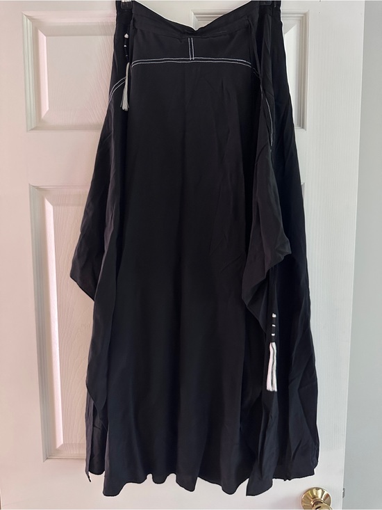 Dresses & Skirts - 100% Silk Designer Black Asymmetric Midi Skirt W Adjustable Tassels Lined Size M